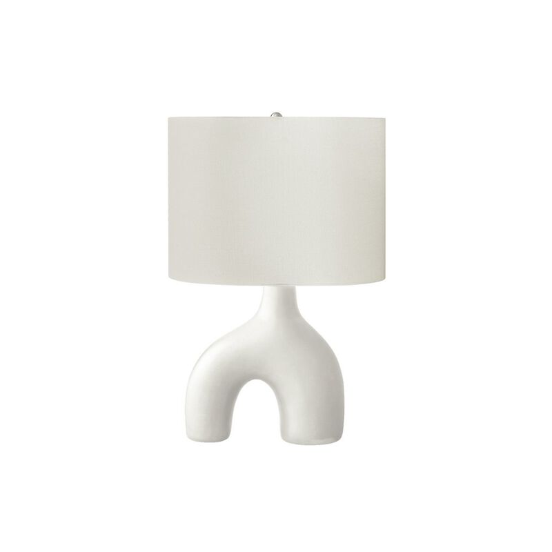 25"H, Table Lamp, White Ceramic, Ivory / Cream Shade, Contemporary, Modern