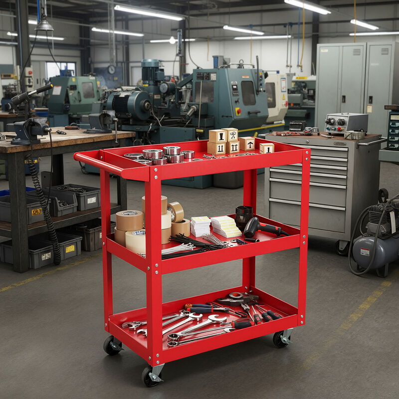 ELEMENT ACE Heavy Duty 3-Shelf Rolling Utility Service Cart with 200LBS Load Capacity, 360&deg; Swivel Wheels, Ergonomic Handle for Garage, Warehouse, Workshop Storage image number 1