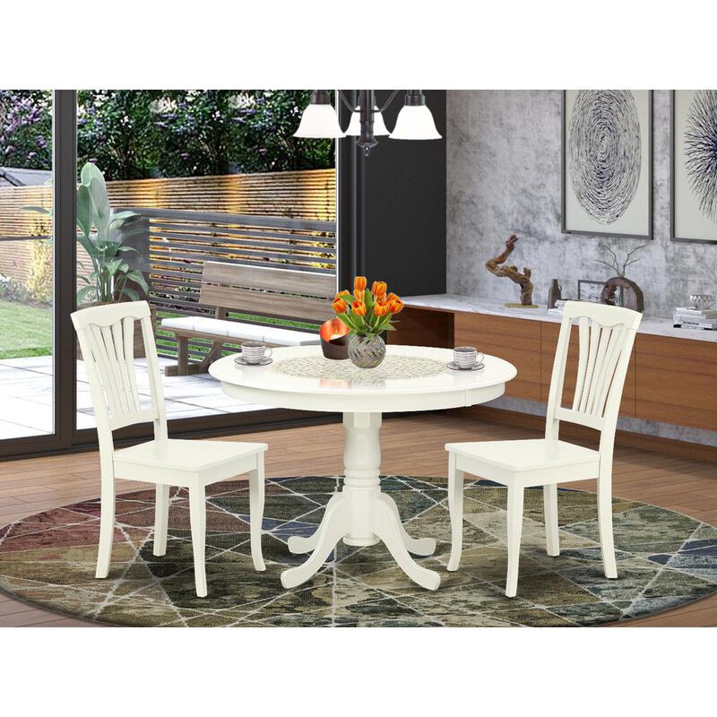 East West Furniture Dining Room Set Linen White, HLAV3-LWH-W