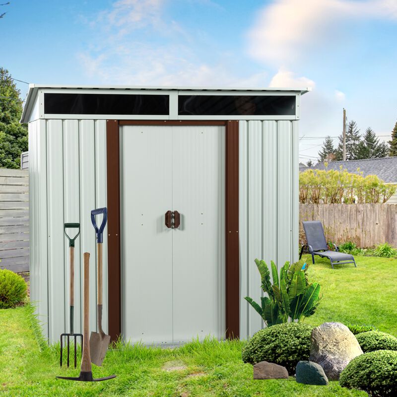 6ft x 5ft Outdoor Metal Storage Shed White image number 1