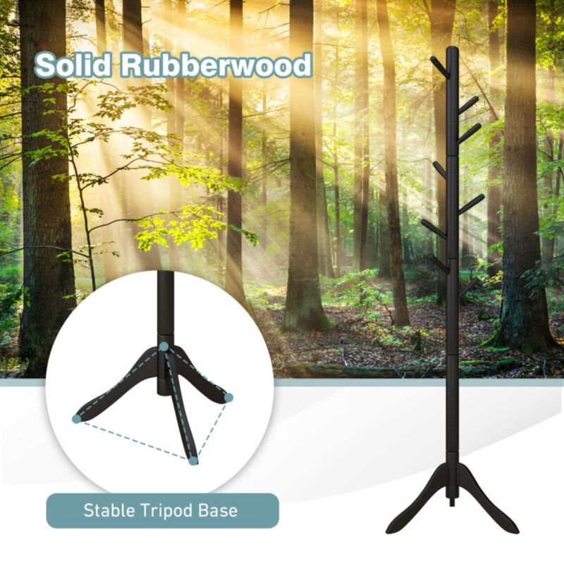 Hivvago Adjustable Wooden Tree Coat Rack with 8 Hooks