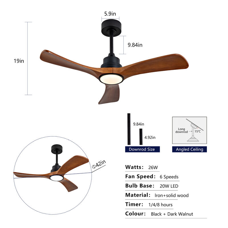 ELEMENT ACE 42 Inch Solid Wood Ceiling Fan with Quiet DC Motor and Reversible Airflow for Year-Round Comfort image number 2
