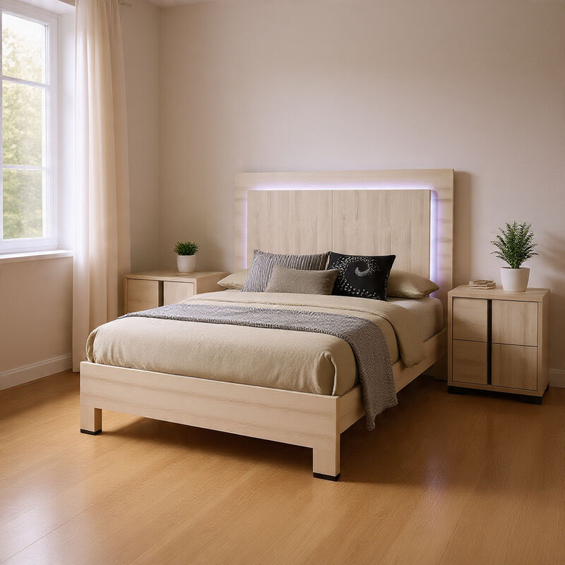 Queen Bedroom Set, White Wash, Chrome, 2 Piece Set with Nightstand image number 8