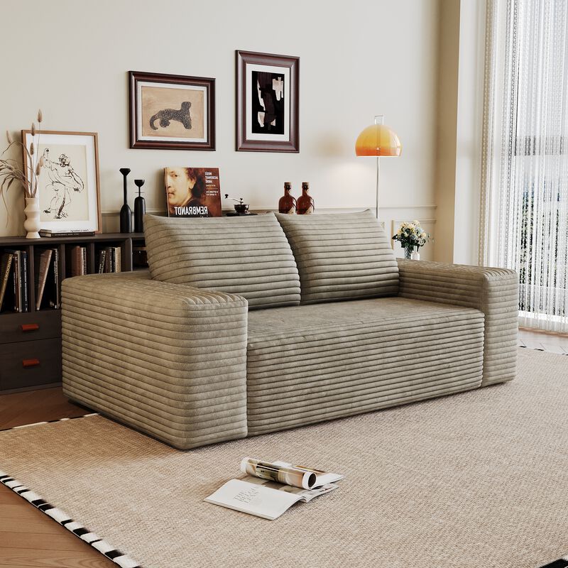 Whisen 63" 2-Seat Modern Sofa, Cotton Deep Seat Loveseat for Living Room Bedroom, No Assembly Required image number 2