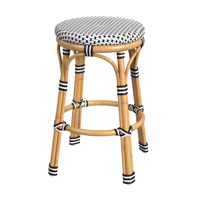 Butler Specialty Tobias 24 in. Seat Height Outdoor Rattan and Metal Backless Counter Stool