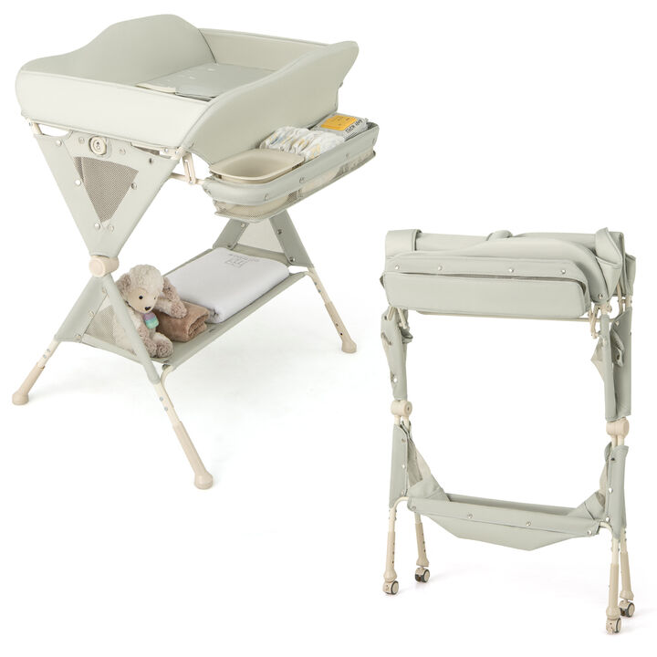 Baby Changing Table on Wheels with Built-In Water Basin – Easy-Clean Design