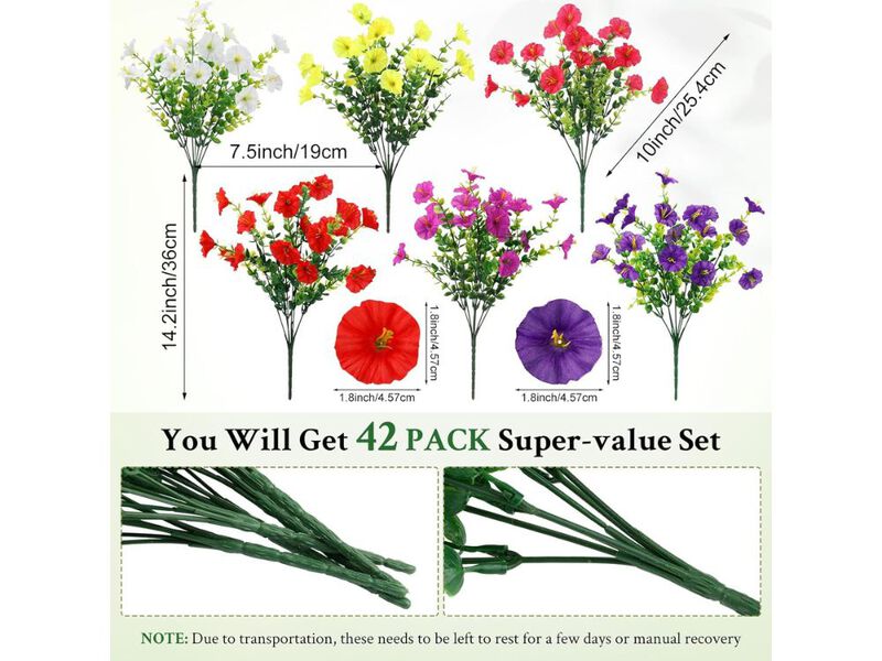 42 Bundle Artificial Morning Glory Flowers UV Resistant Outdoor Window Box Decor image number 2