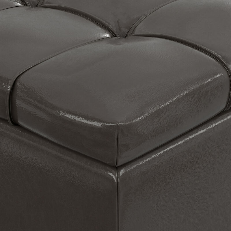 Sienna 33 inch Wide Transitional Rectangle Storage Ottoman Bench in Tanners Brown Vegan Faux Leather, Assembled image number 7