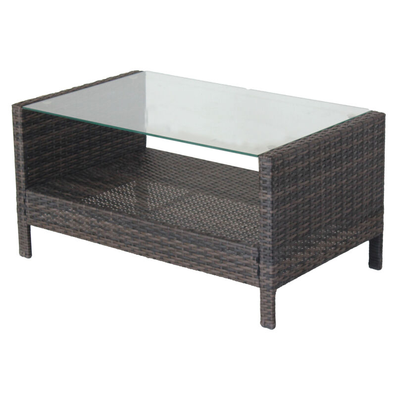 Outdoor patio Furniture Coffee Table with clear tempered glass image number 7