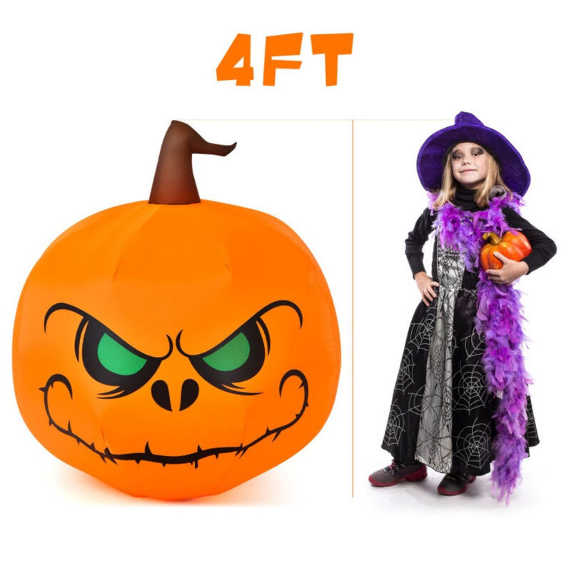 4ft Halloween Yard Glowing Inflatable Pumpkin with Built-In LED Light image number 2
