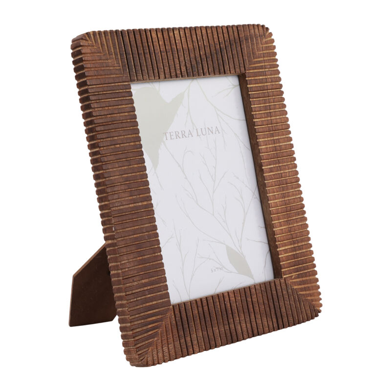 5x7 Ridged Wood Photo Frame image number 1