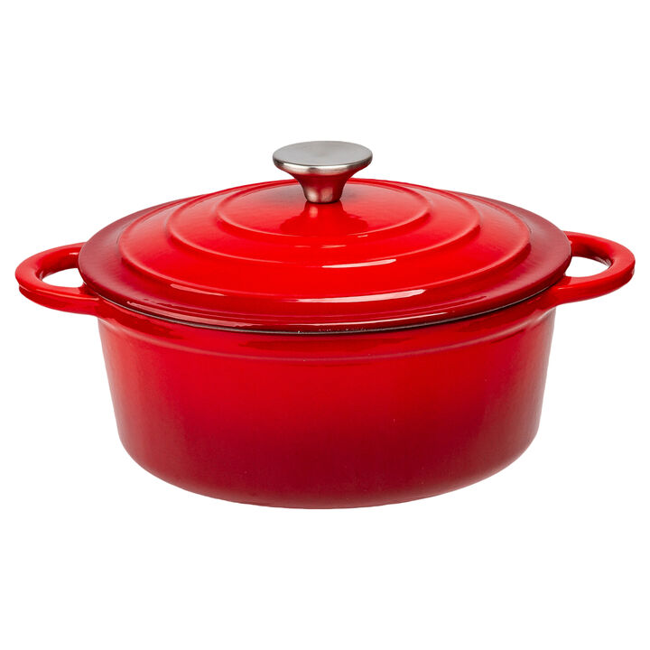3 Quart Enameled Cast Iron Round Dutch Oven in Red