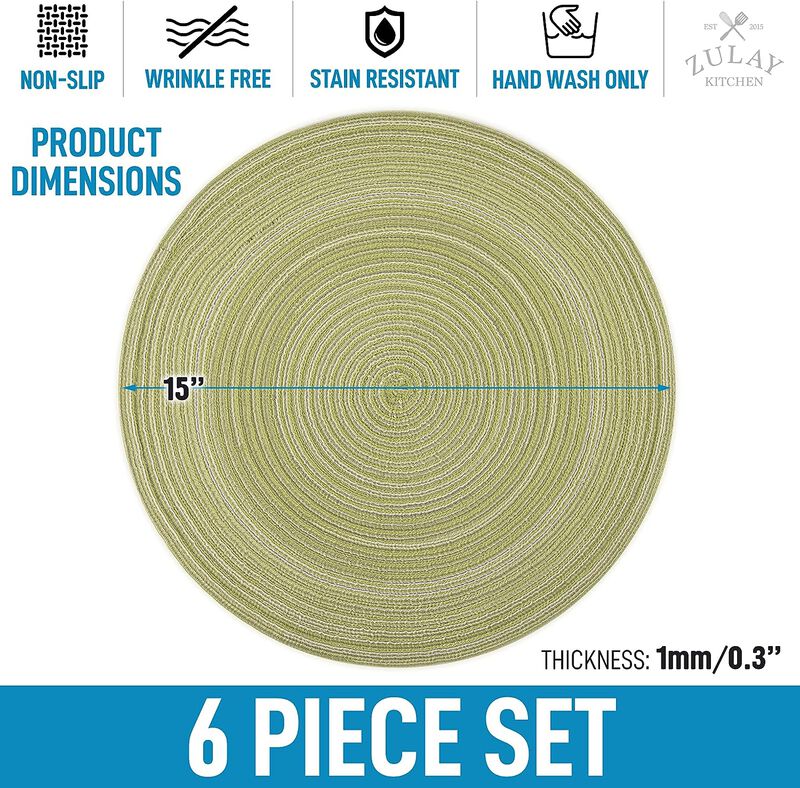 Braided Round Place Mats & Anti-skid Placemat (Set of 6) image number 6