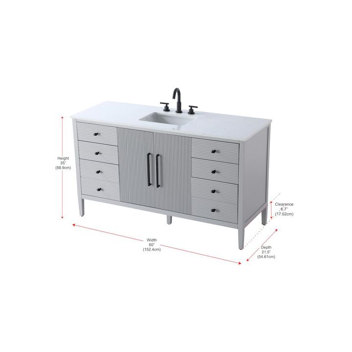 Elegant Kitchen and Bath 60 inch Single Bathroom Vanity in Grey