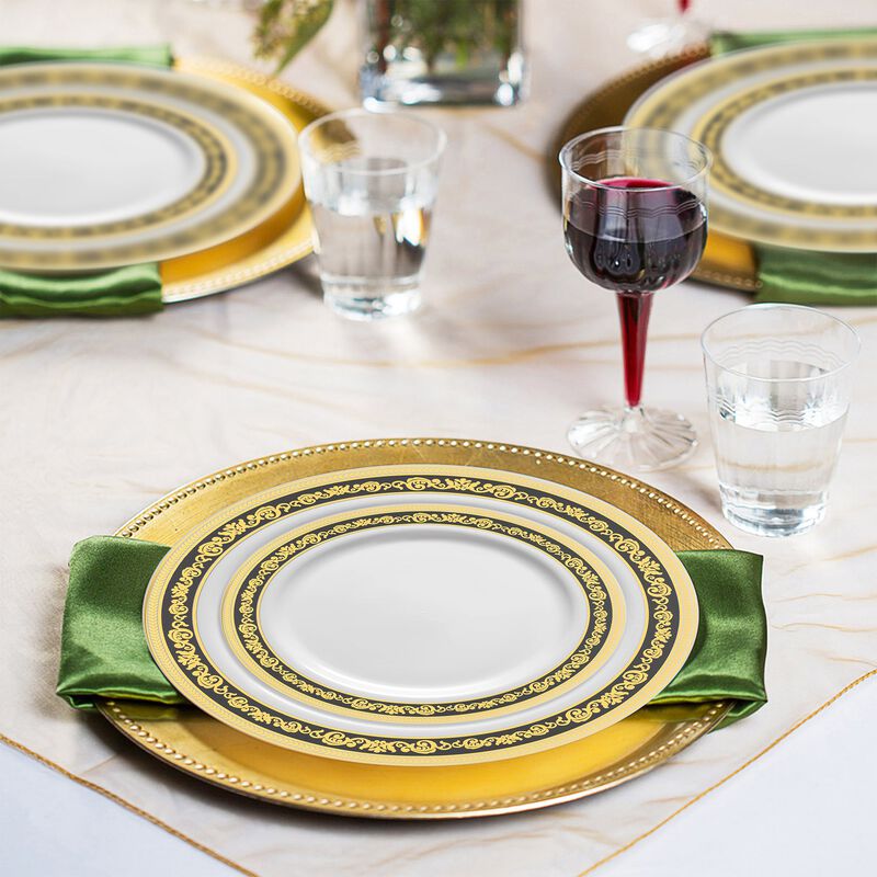 White with Black and Gold Royal Rim Plastic Wedding Value Set (30 Sets) image number 8