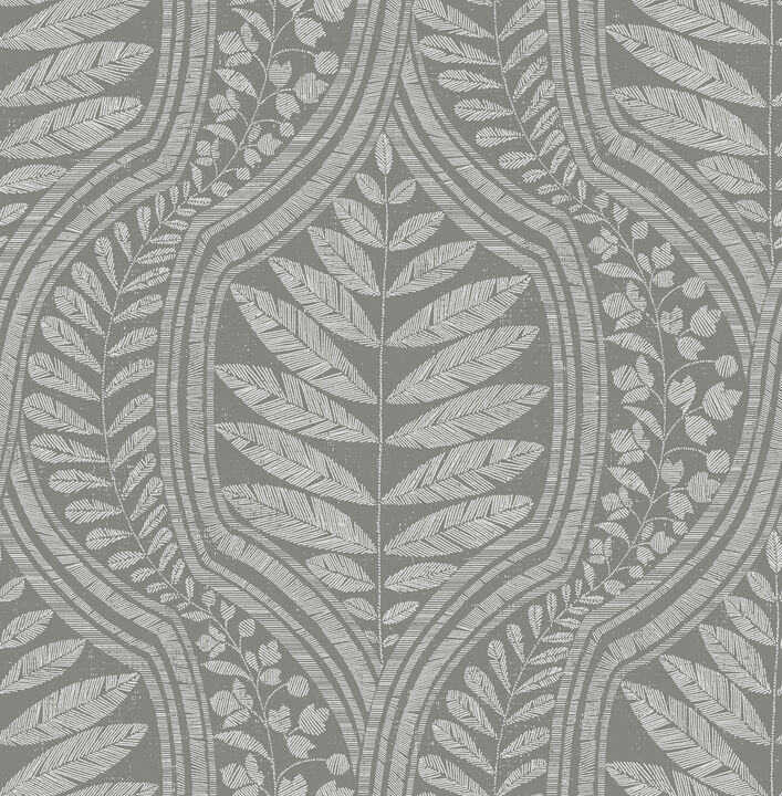 Juno Dark Grey Grey Ogee Wallpaper
