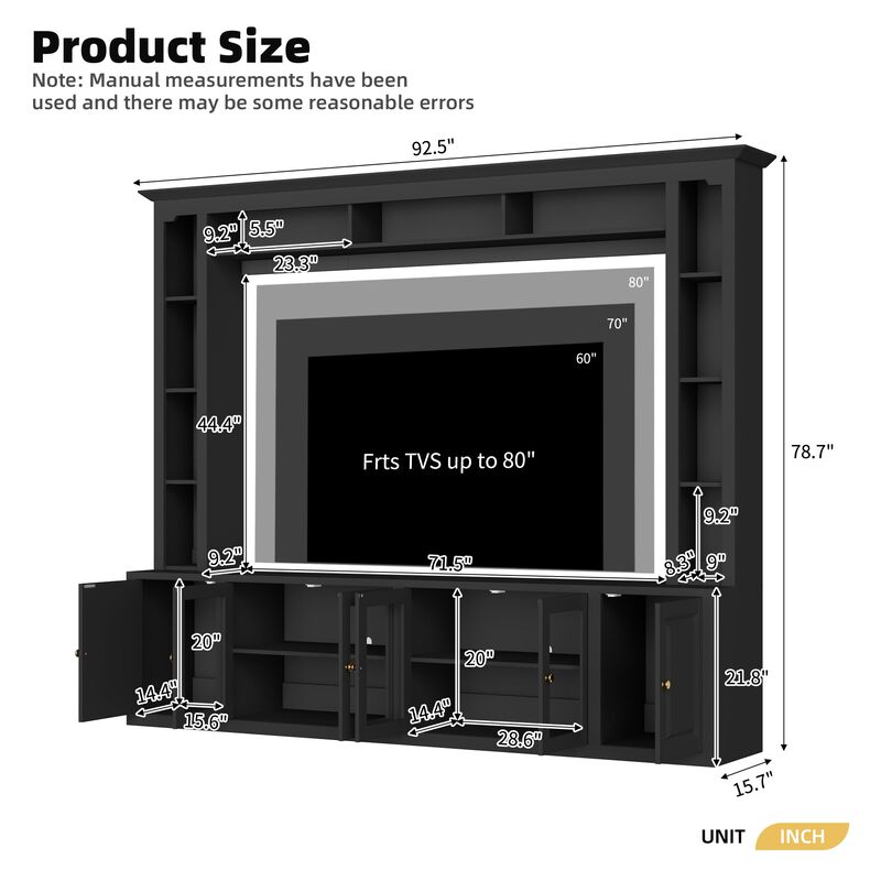 Clihome 4-Piece Modern Large Entertainment Center Wall Unit with Bookshelves for Living Room image number 4