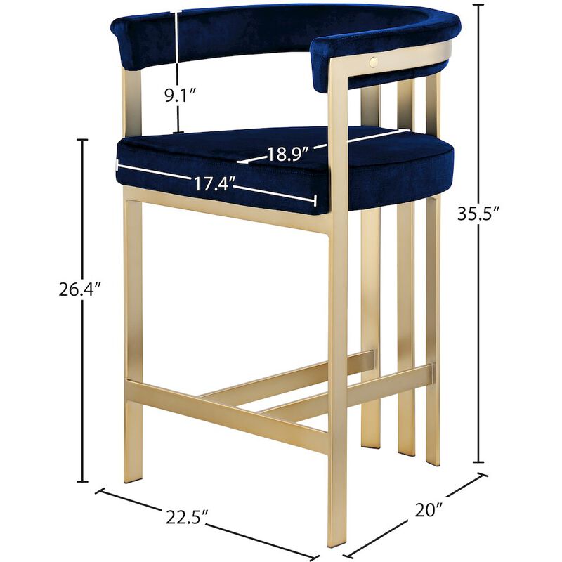 Meridian Furniture Marcello Velvet Counter Stool, Set of 2