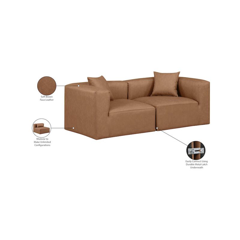 Meridian Furniture Cube Brown Vegan Leather Modular Sofa