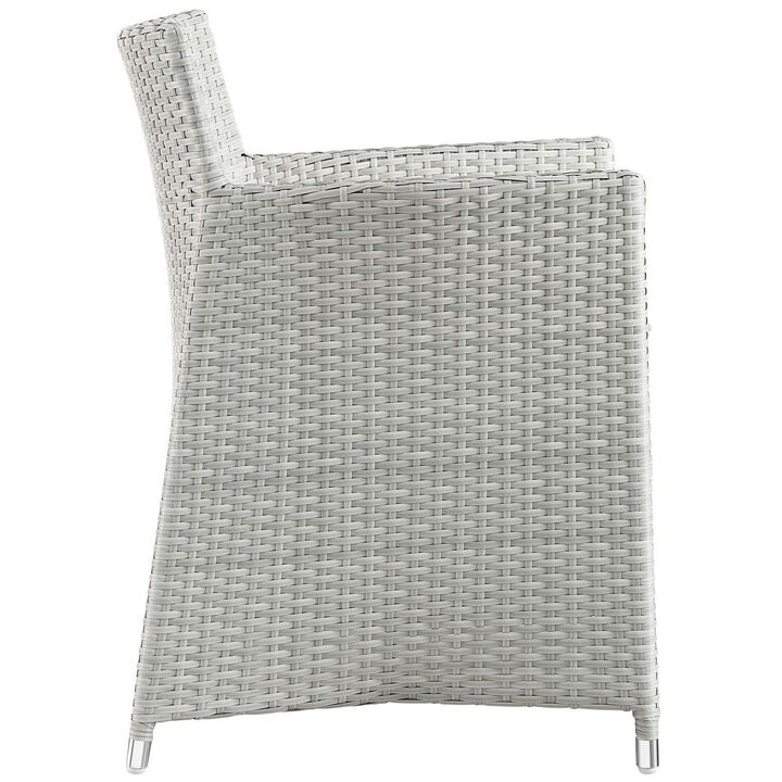 Modway EEI-1505-GRY-WHI Junction Wicker Rattan Outdoor Patio Dining Armchair with Cushion, Gray White