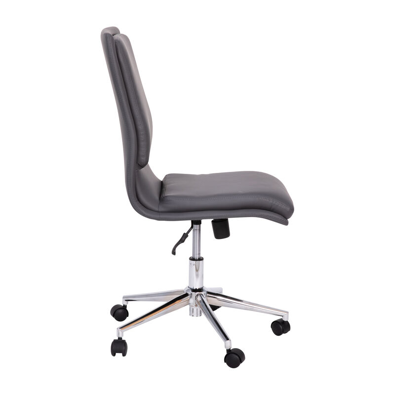 Madigan Mid-Back Armless Swivel Task Office Chair with LeatherSoft and Adjustable Chrome Base,