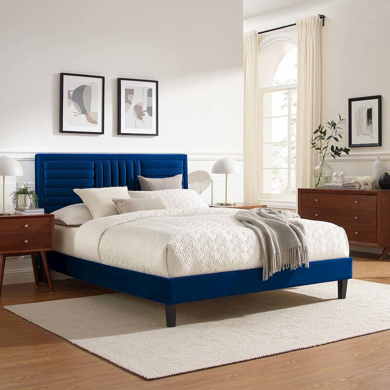 Sofia Channel Tufted Performance Velvet Full Platform Bed image number 6