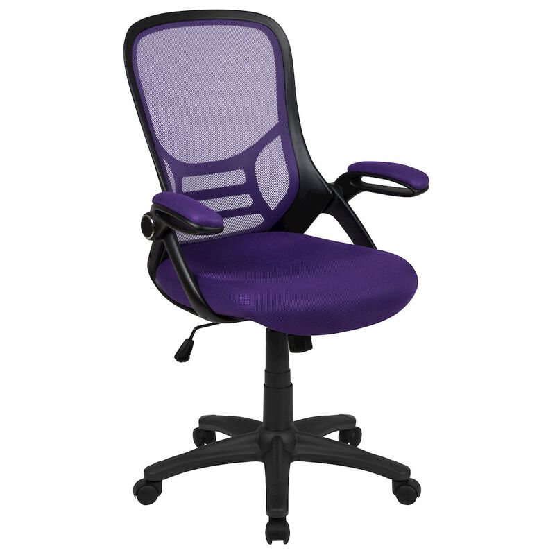 Flash Furniture High Back Purple Mesh Swivel Office Chair with Black Frame and Flip-up Arms image number 0