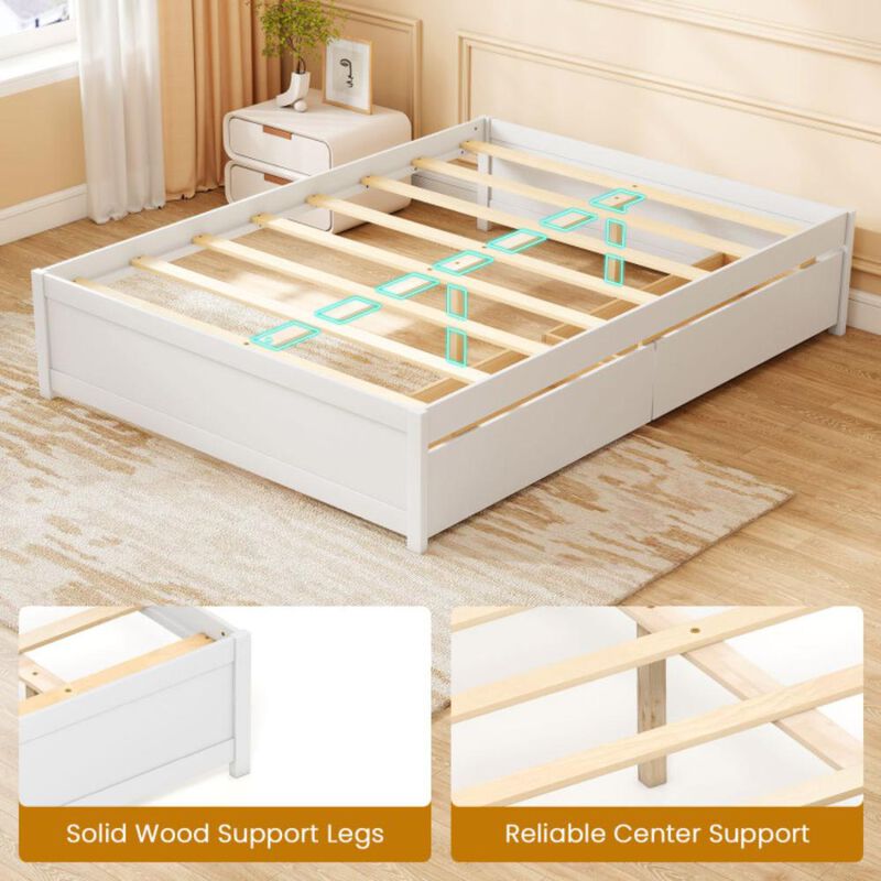 Hivvago Full Size Wooden Bed Frame with 2 Rolling Storage Drawers