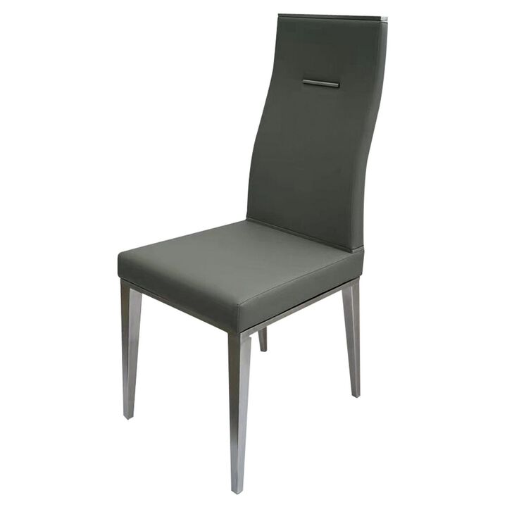 Bea 20 Inch Dining Chair, Set of 4, Steel Base, Faux Leather, Light Gray - Benzara