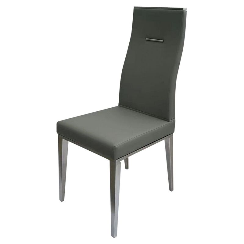 Bea 20 Inch Dining Chair, Set of 4, Steel Base, Faux Leather, Light Gray - Benzara