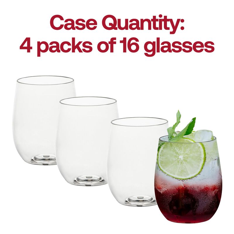 12 oz. Clear Elegant Stemless Plastic Wine Glasses (64 Glasses) image number 4