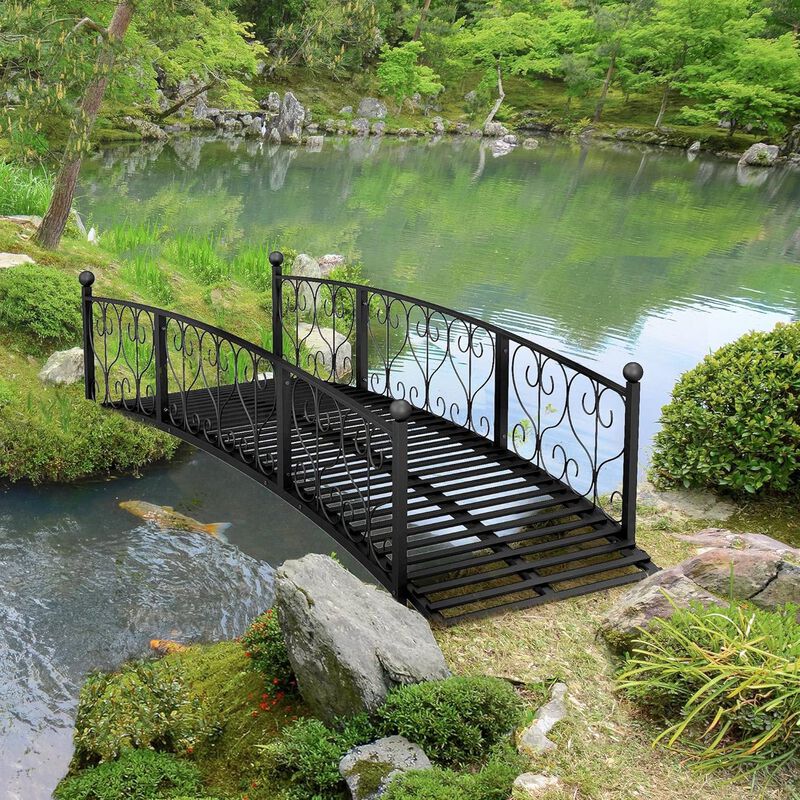 Outdoor Garden Bridge with Side Rails for Enhanced Safety and Decorative Landscaping Feature image number 2