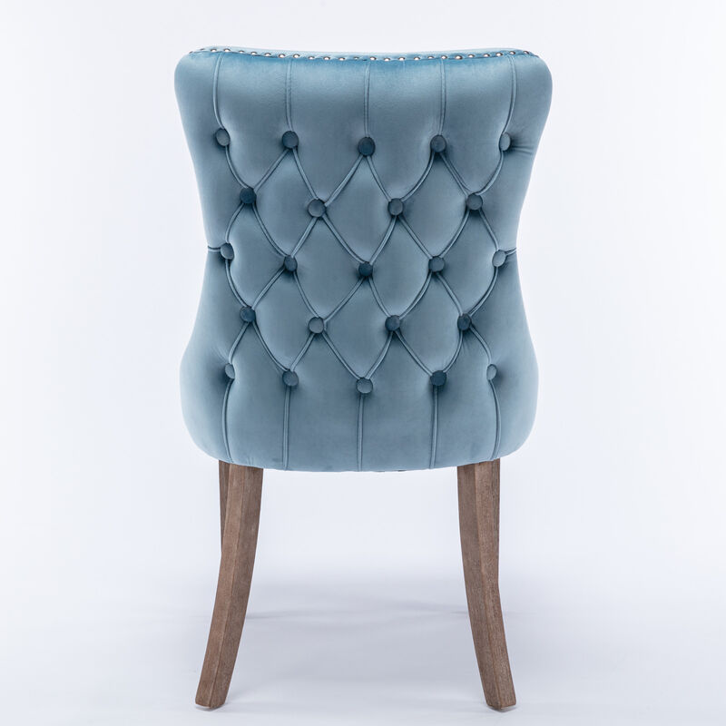Streamdale Set of 2 Light Blue Wingback Dining Chairs