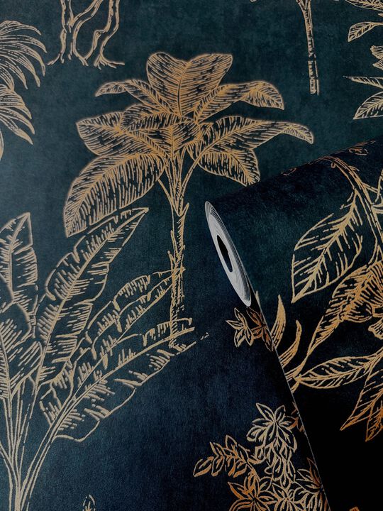 Zen Floating Foliage Black Wallpaper DWP0361-08