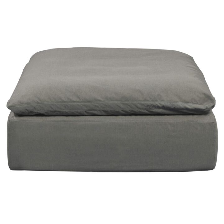 Sunset Trading Contemporary Puff Collection 44 Square Slipcovered Sectional Modular Ottoman, Performance Fabric Washable Water-Resistant Stain-Proof, Oversized Down Filled Large Sofa Footrest, Gray