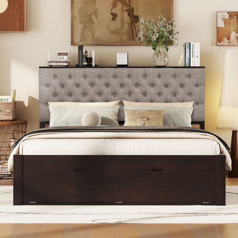 Merax Platform Bed with Storage Headboard