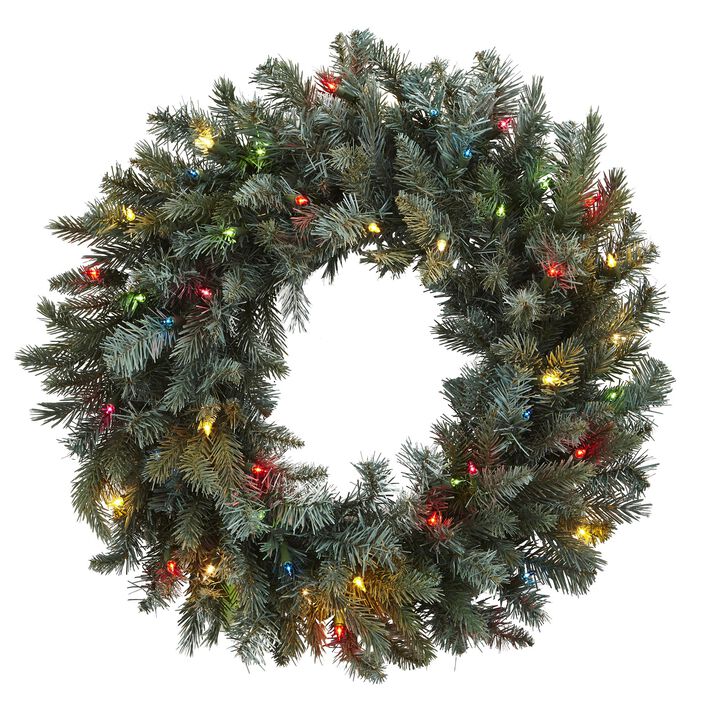 HomPlanti 30" Pine Wreath w/Colored Lights