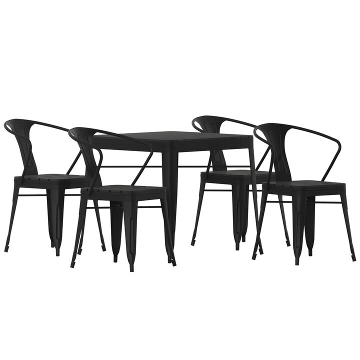 5PC Black Table and Chairs Set