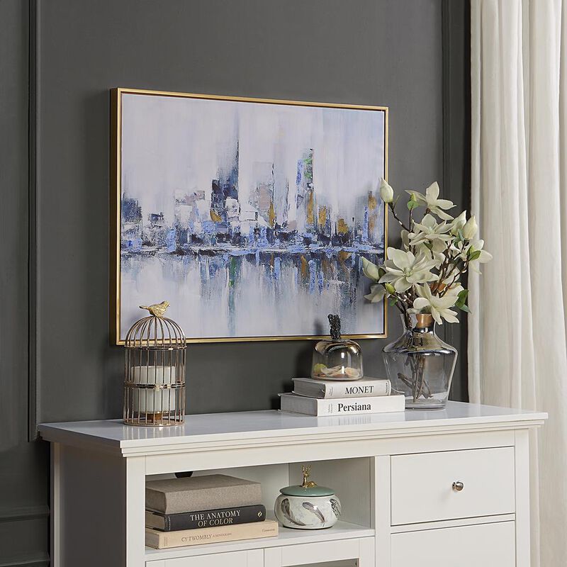 Carolina Living Cityscape Abstract Wall Art - Gold Frame image number 1