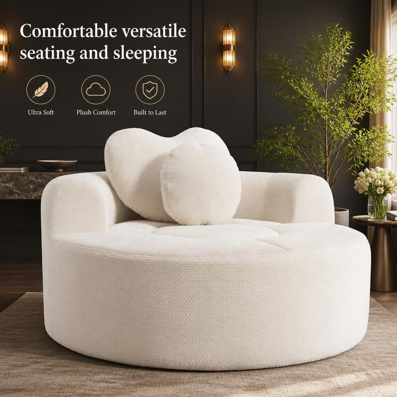GOODSILO Multi-functional Round Memory Foam Sectional Convertible Sofa Bed Cloud Couch for Small Living Spaces, Apartments and Offices image number 4