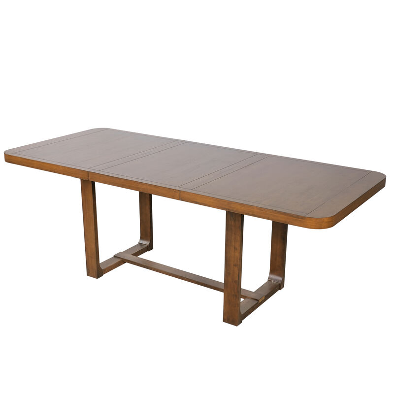 Merax Solid Wood Extendable Dining Table with Spacious Rectangular Top, Reinforced Base image number 0