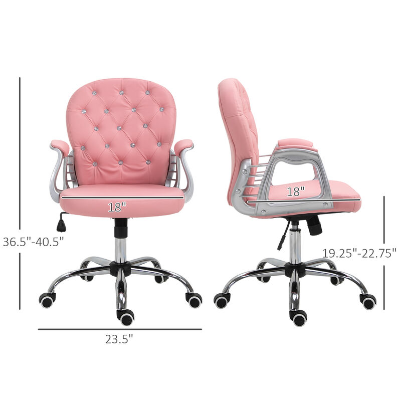 Hivvago PU Leather Office Chair with Tufted Back and Swivel Base image number 2