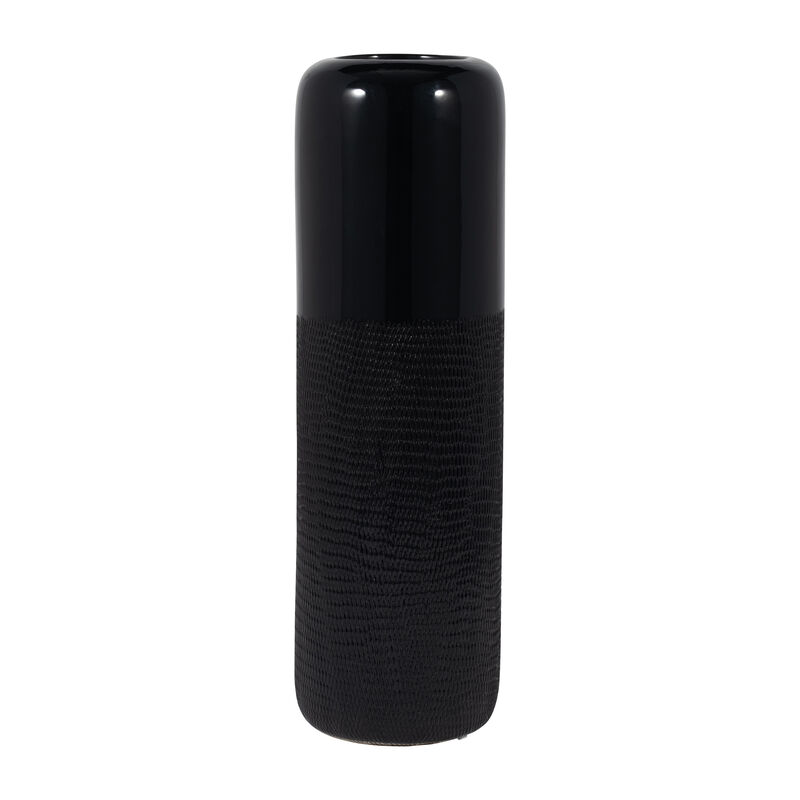 Cer, 18"h Grooved Vase, Black image number 0