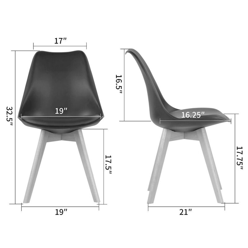 Glamour Home Set of 4 Balint Black Cushioned Plastic Dining Chairs