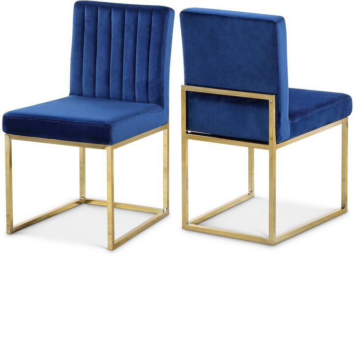 Meridian Furniture Giselle Navy Velvet Dining Chair, Set of 2