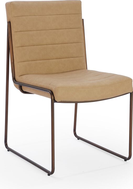 Madison Metal Frame Dining Chair in Honey Synthetic Leather - Set of 2