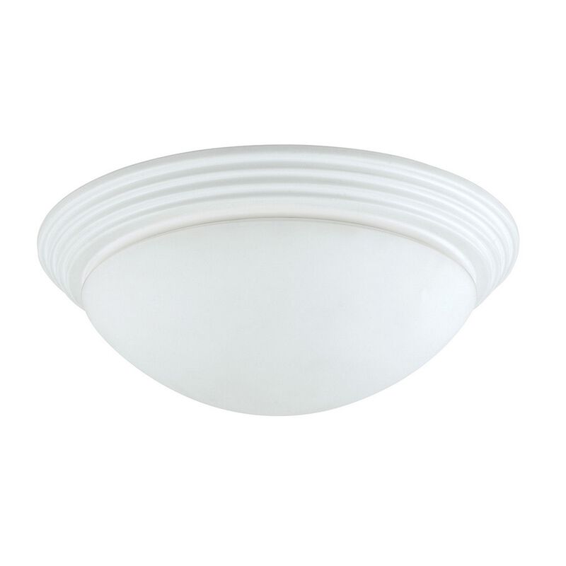 Dome Shaped Glass Ceiling Lamp with Hardwired Switch, White and Clear - Benzara image number 6