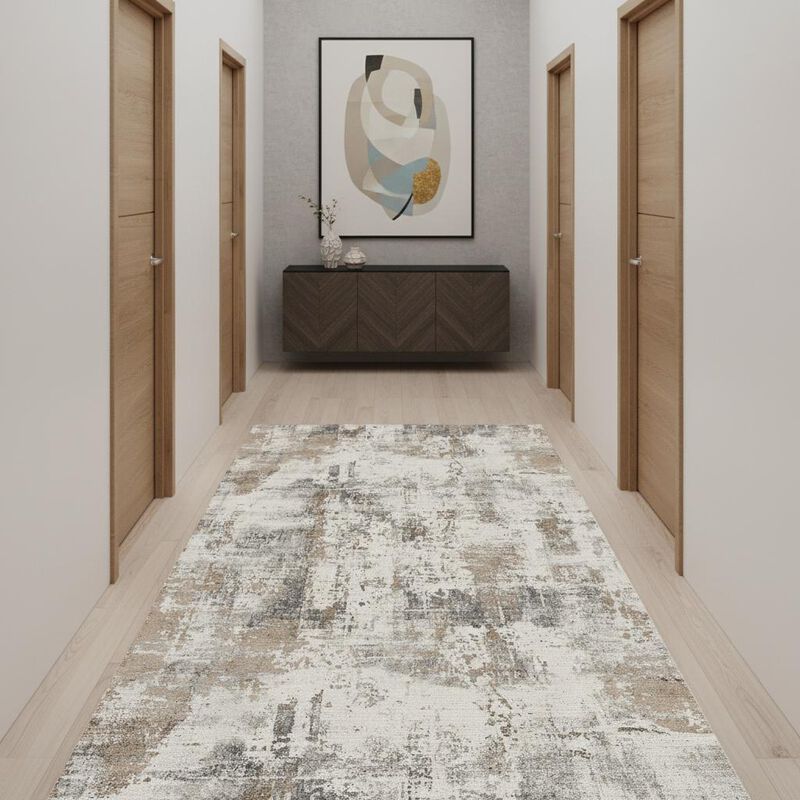HomeRoots Abstract Distressed Runner Rug image number 1