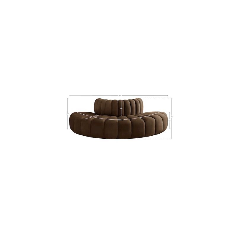 Meridian Furniture Arc Brown Velvet Modular Sofa