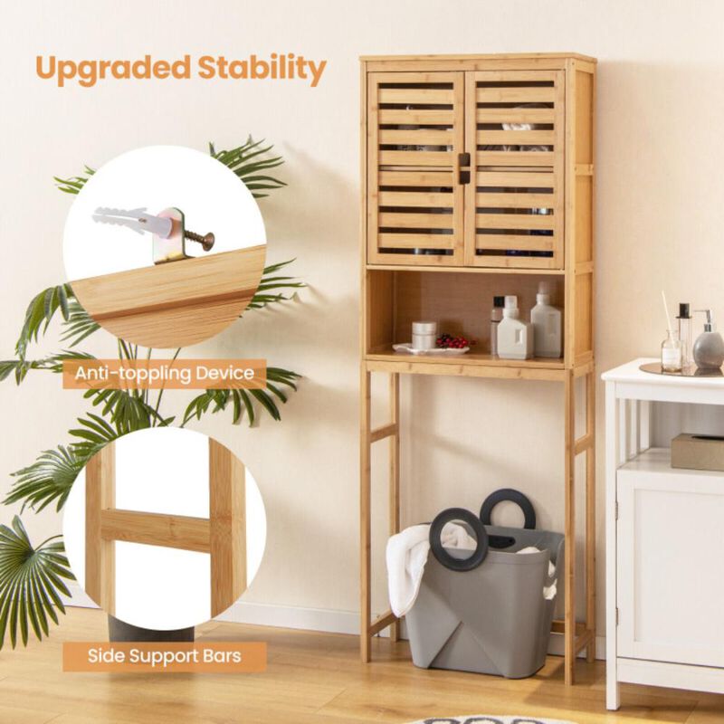 Hivvago Bamboo Over The Toilet Storage Cabinet Bathroom with Adjustable Shelf